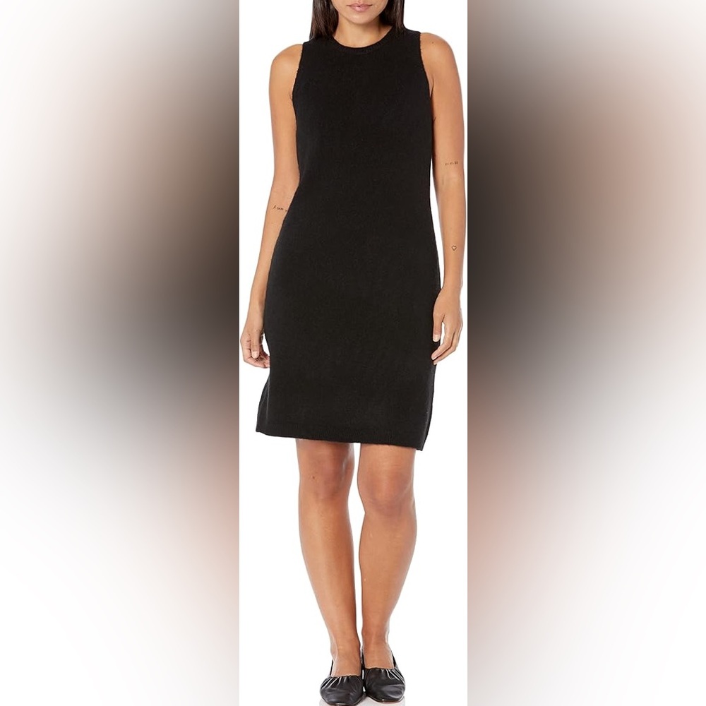 Vince Black Double Knit Stretch Wool Sheath Dress